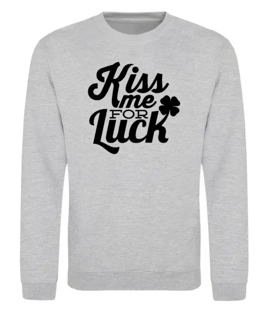 Світшот Kiss me for luck Сірий меланж фото