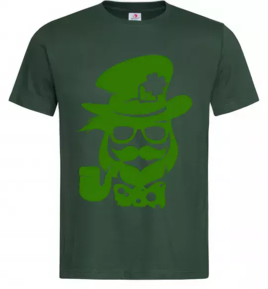Мужская футболка Hipster leprechaun Темно-зеленый фото
