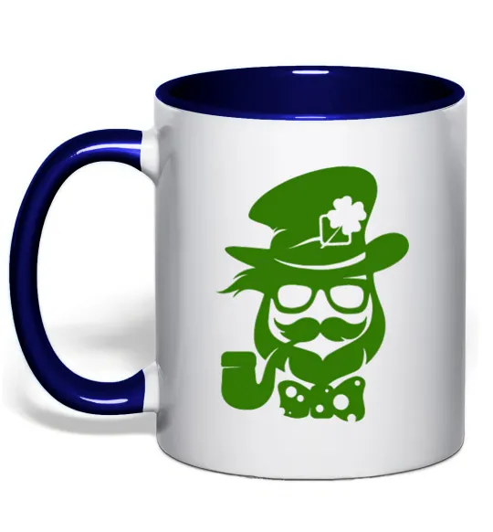 Чашка с цветной ручкой Hipster leprechaun Глубокий темно-синий фото