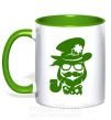 Чашка с цветной ручкой Hipster leprechaun Зеленый фото