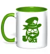 Чашка с цветной ручкой Hipster leprechaun Зеленый фото