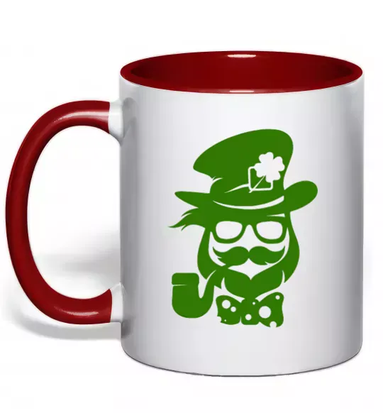 Чашка с цветной ручкой Hipster leprechaun Красный фото