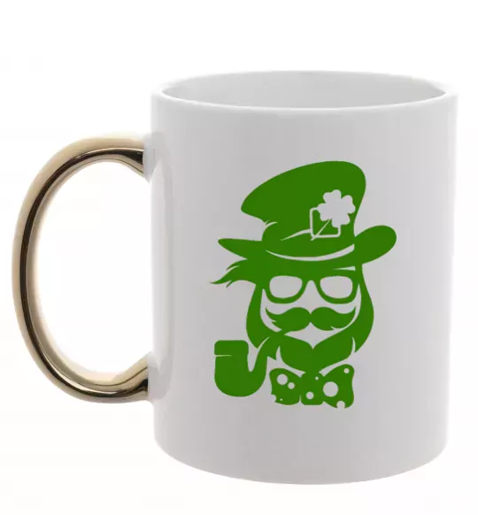 Чашка с цветной ручкой Hipster leprechaun Золото фото