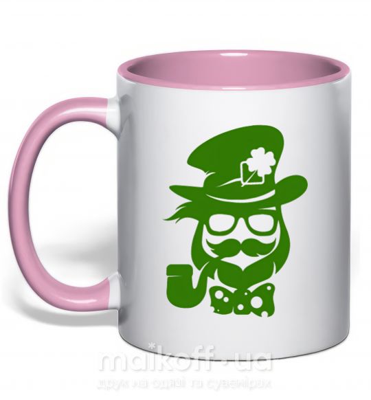 Чашка с цветной ручкой Hipster leprechaun Нежно розовый фото