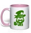 Чашка з кольоровою ручкою Hipster leprechaun Ніжно рожевий фото