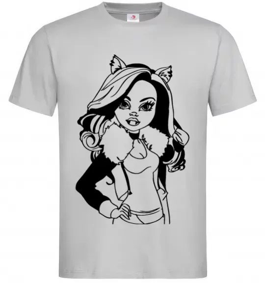 Мужская футболка Клодін Вульф портрет Серый фото