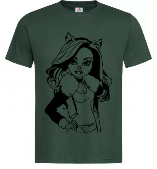 Мужская футболка Клодін Вульф портрет Темно-зеленый фото