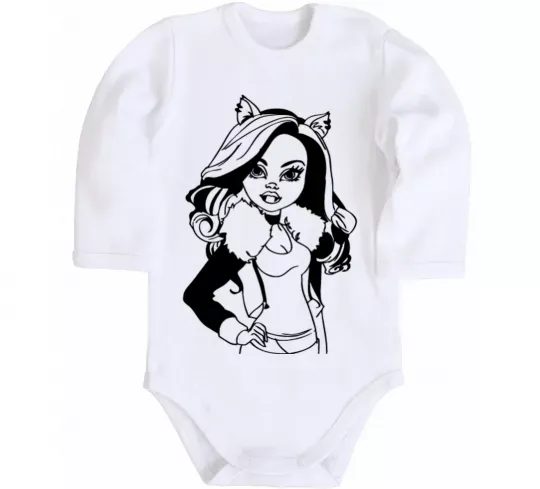 Дитячий бодік Клодін Вульф портрет Білий фото