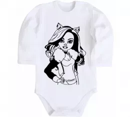 Дитячий бодік Клодін Вульф портрет Білий фото