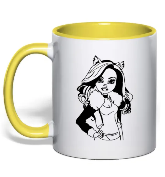 Чашка с цветной ручкой Клодін Вульф портрет Лимонный фото