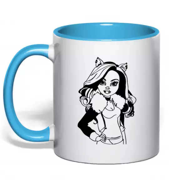 Чашка с цветной ручкой Клодін Вульф портрет Голубой фото