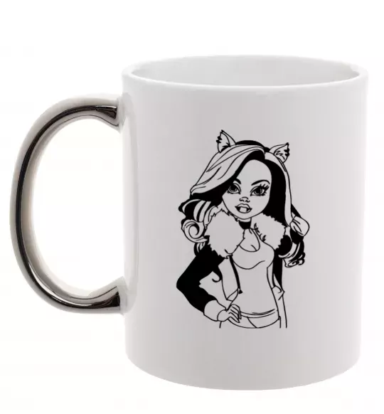 Чашка с цветной ручкой Клодін Вульф портрет Серебро фото