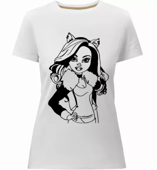 Женская премиум футболка Клодін Вульф портрет Белый фото