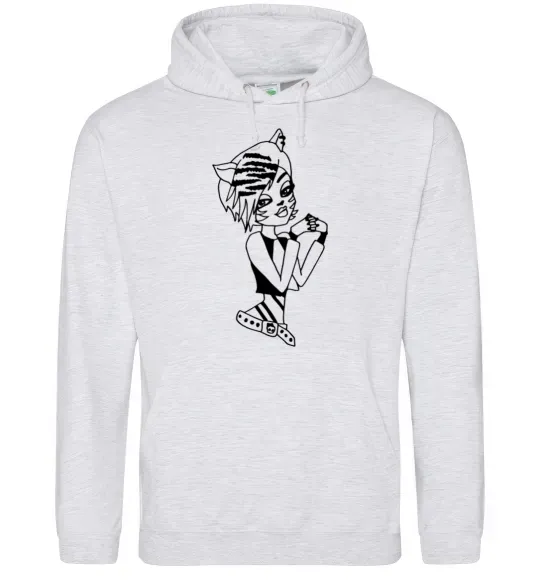 Женская толстовка (худи) Торалей Страйп Серый меланж фото