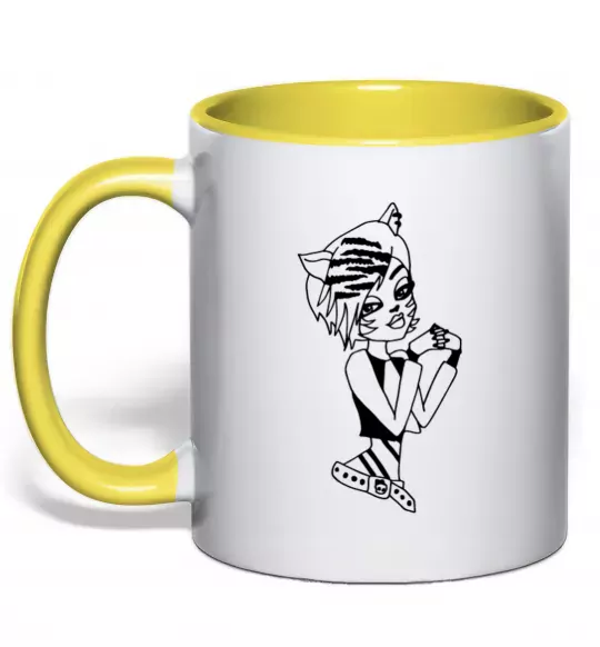 Чашка с цветной ручкой Торалей Страйп Солнечно желтый фото