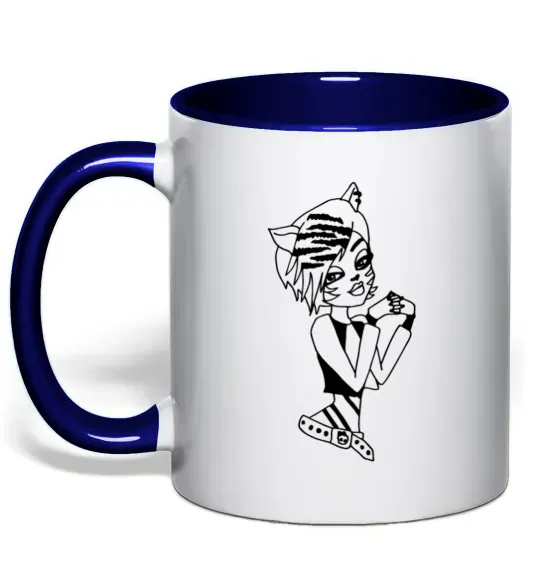 Чашка с цветной ручкой Торалей Страйп Глубокий темно-синий фото