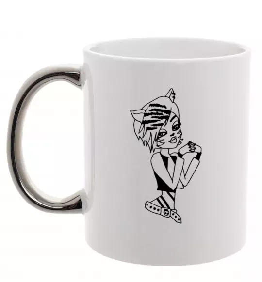 Чашка с цветной ручкой Торалей Страйп Серебро фото