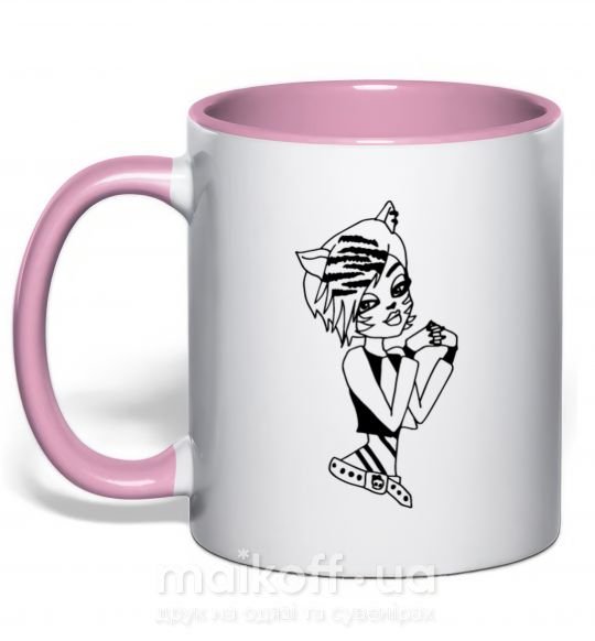 Чашка с цветной ручкой Торалей Страйп Нежно розовый фото