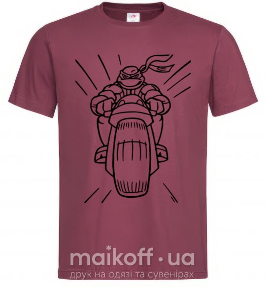 Мужская футболка Черепашка-Ниндзя на мотоцикле Бордовый фото