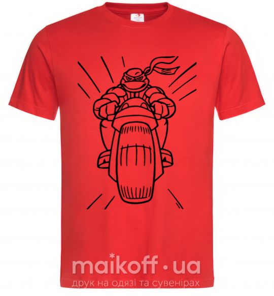 Чоловіча футболка Черепашка-Ниндзя на мотоцикле Червоний фото