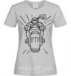 Женская футболка Черепашка-Ниндзя на мотоцикле Серый фото