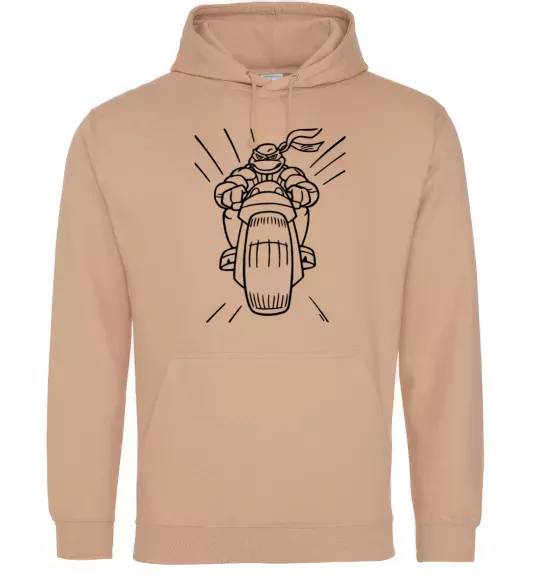 Чоловіча толстовка (худі) Черепашка-Ніндзя на мотоциклі Пісочний фото