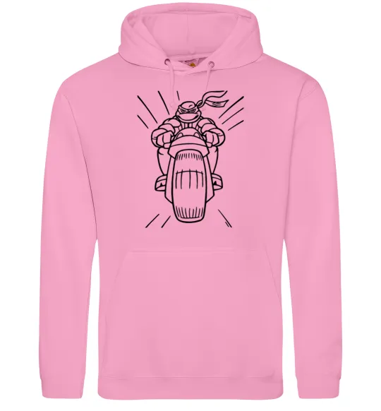 Женская толстовка (худи) Черепашка-Ніндзя на мотоциклі Розовый фото