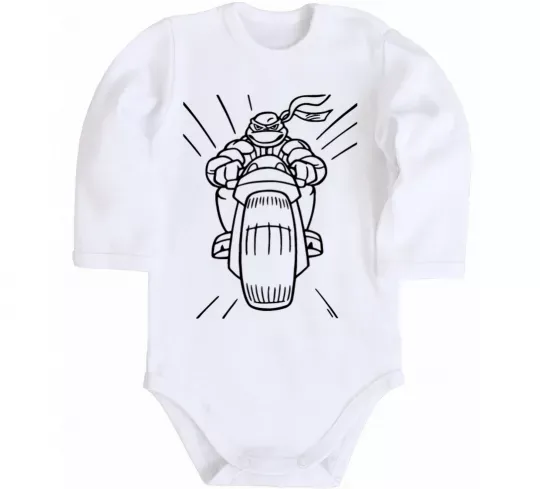 Детский боди Черепашка-Ніндзя на мотоциклі Белый фото