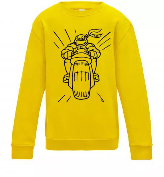 Детский Свитшот Черепашка-Ніндзя на мотоциклі Солнечно желтый фото