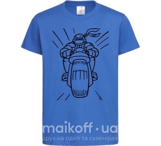 Детская футболка Черепашка-Ниндзя на мотоцикле Ярко-синий фото
