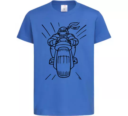 Дитяча футболка Черепашка-Ніндзя на мотоциклі Яскраво-синій фото