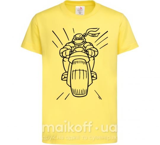 Детская футболка Черепашка-Ниндзя на мотоцикле Лимонный фото