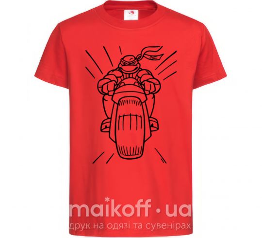 Детская футболка Черепашка-Ниндзя на мотоцикле Красный фото
