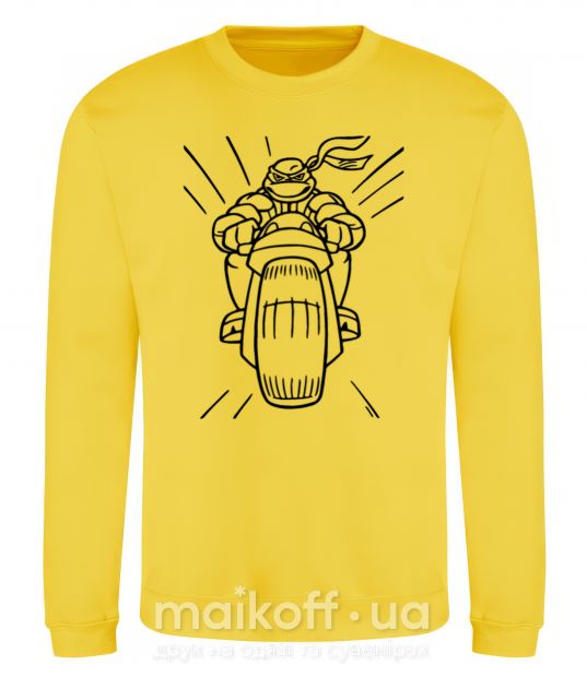 Світшот Черепашка-Ниндзя на мотоцикле Сонячно жовтий фото