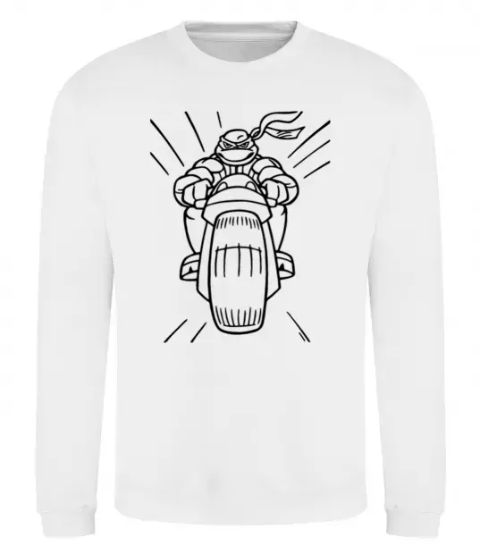 Свитшот Черепашка-Ніндзя на мотоциклі Белый фото