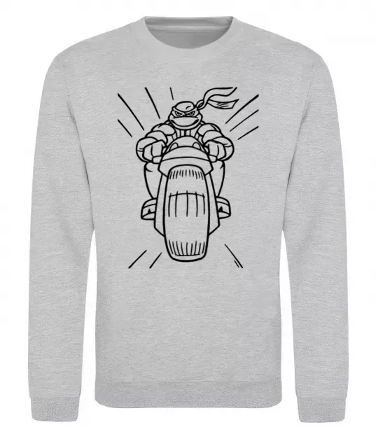 Свитшот Черепашка-Ніндзя на мотоциклі Серый меланж фото