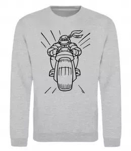 Свитшот Черепашка-Ніндзя на мотоциклі Серый меланж фото