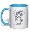 Чашка з кольоровою ручкою Черепашка-Ниндзя на мотоцикле Блакитний фото