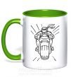 Чашка з кольоровою ручкою Черепашка-Ниндзя на мотоцикле Зелений фото