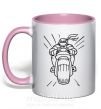 Чашка с цветной ручкой Черепашка-Ниндзя на мотоцикле Нежно розовый фото