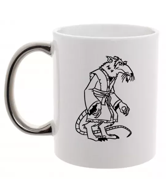 Чашка з кольоровою ручкою Сенсей Сплінтер Срібло фото