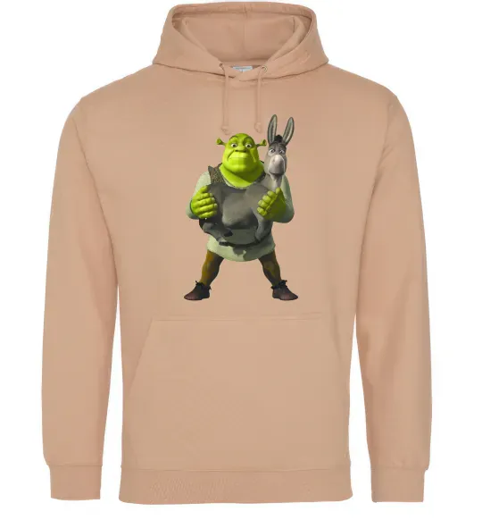 Мужская толстовка (худи) Шрек та віслюк Песочный фото