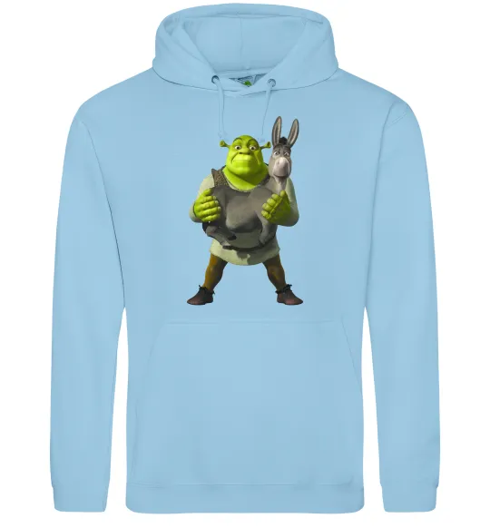 Мужская толстовка (худи) Шрек та віслюк Голубой фото
