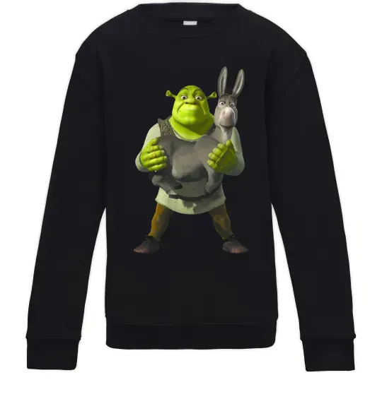 Детский Свитшот Шрек та віслюк Черный фото