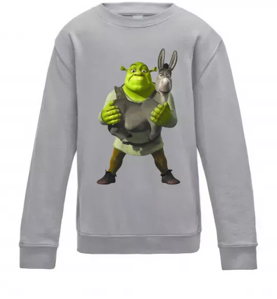 Детский Свитшот Шрек та віслюк Серый меланж фото