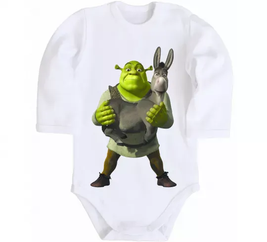 Детский боди Шрек та віслюк Белый фото