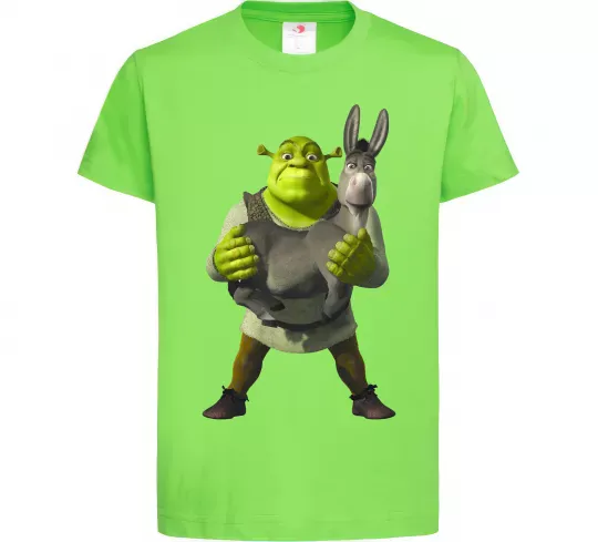 Дитяча футболка Шрек та віслюк Лаймовий фото