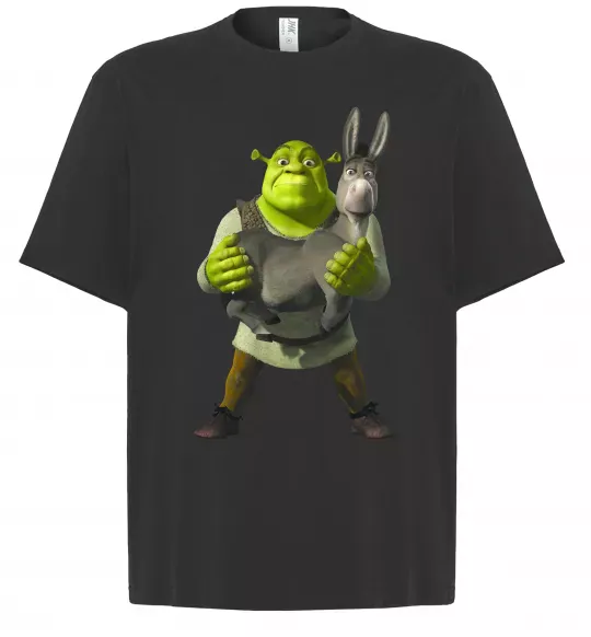 Футболка Оверсайз Шрек та віслюк Черный фото