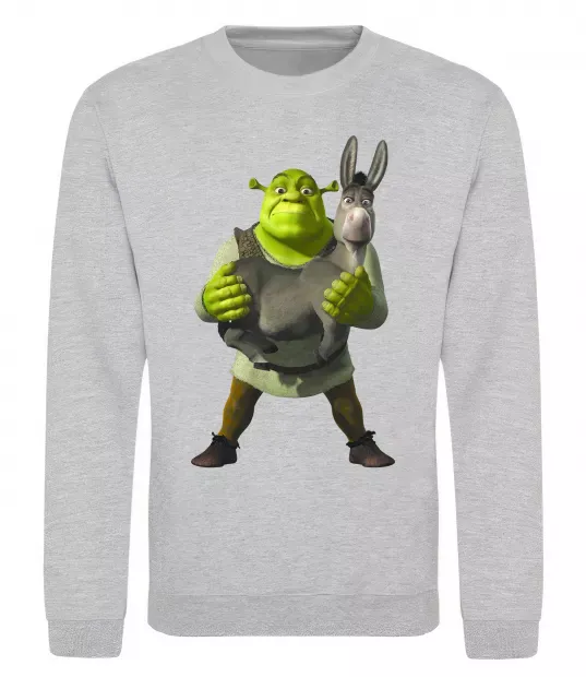 Світшот Шрек та віслюк Сірий меланж фото