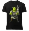 Мужская премиум футболка Шрек та віслюк Черный фото